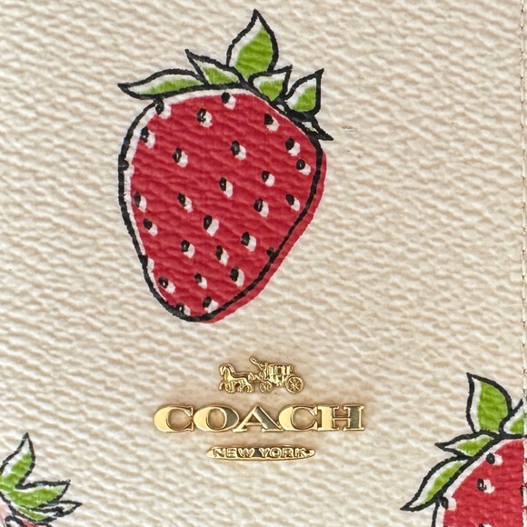 Coach Strawberry Print Zip Card Case - Picture 6 of 7